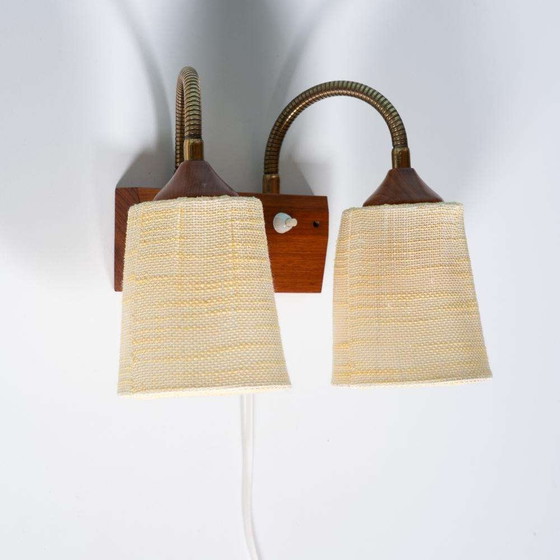 Image 1 of Vintage teakhouten wandlamp bedside wall lamp Sweden 60s