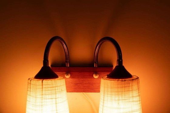 Image 1 of Vintage teakhouten wandlamp bedside wall lamp Sweden 60s