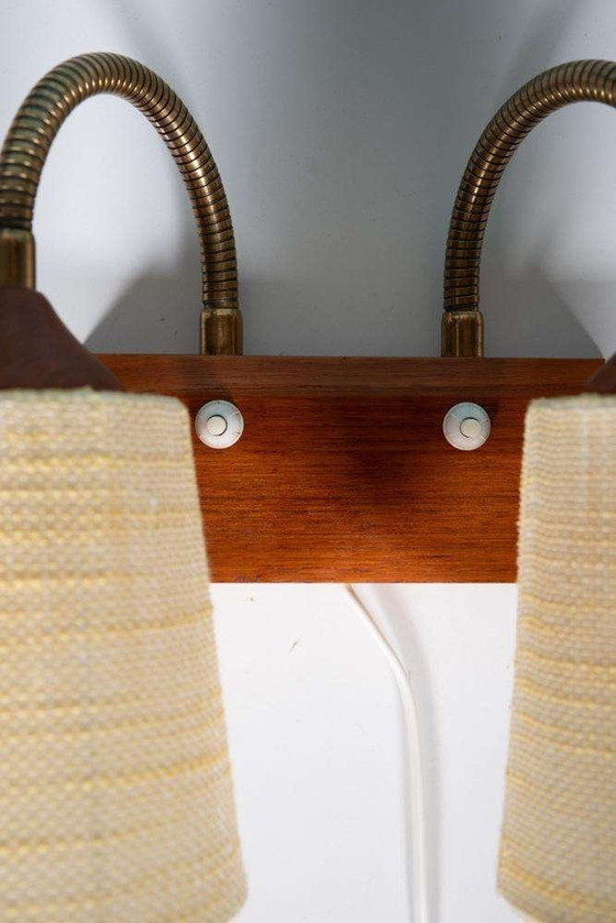 Image 1 of Vintage teakhouten wandlamp bedside wall lamp Sweden 60s