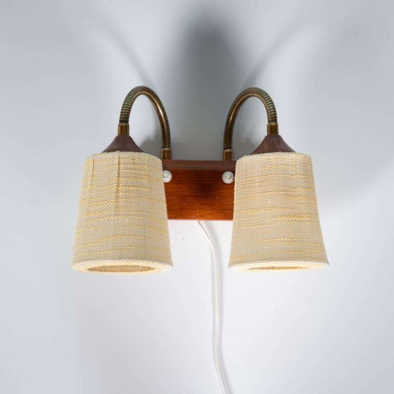 Image 1 of Vintage teakhouten wandlamp bedside wall lamp Sweden 60s