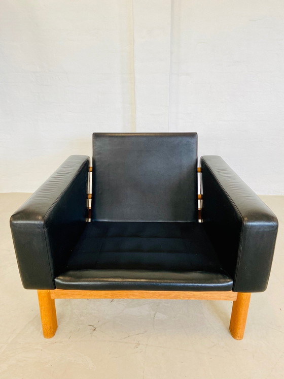 Image 1 of Vintage Mid Century Poul M. Volther Leer en Eiken Clubfauteuil 1960,S