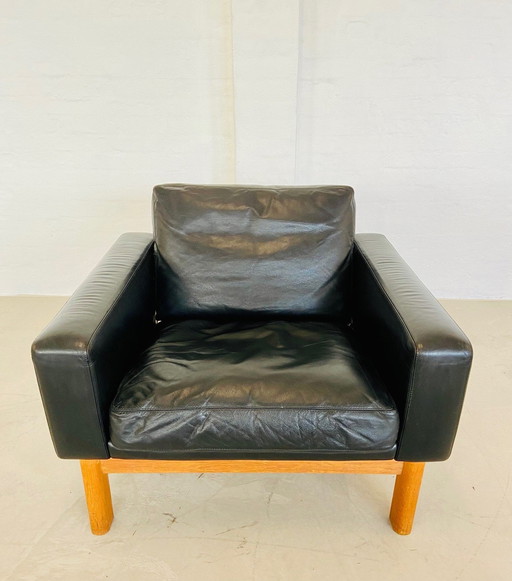 Vintage Mid Century Poul M. Volther Leer en Eiken Clubfauteuil 1960,S