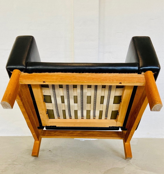 Image 1 of Vintage Mid Century Poul M. Volther Leer en Eiken Clubfauteuil 1960,S