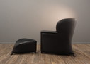 Leolux Excalibur lederen fauteuil & Krukjes