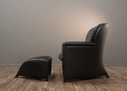 Leolux Excalibur lederen fauteuil & Krukjes