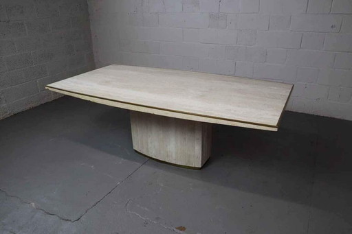 Travertine dining table by Jean Charles & Willy Rizzo, 1970's