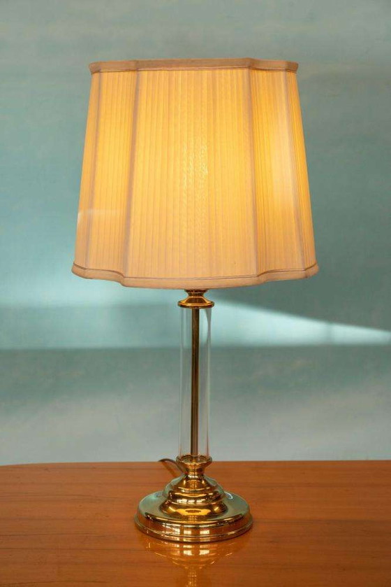 Image 1 of Vintage regency tafellamp messing, jaren 60/70 boho lamp