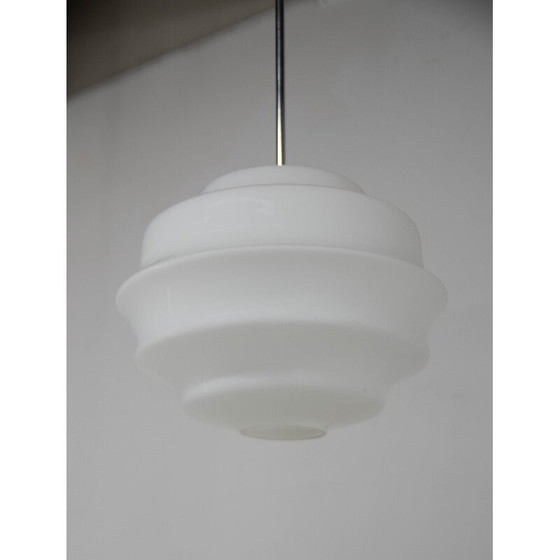 Image 1 of Vintage Art Deco glazen hanglamp, Tsjecho-Slowakije 1950