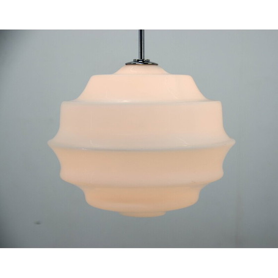 Image 1 of Vintage Art Deco glazen hanglamp, Tsjecho-Slowakije 1950