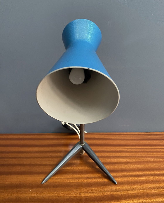 Image 1 of Blauwe Metalen Bureaulamp 1960S