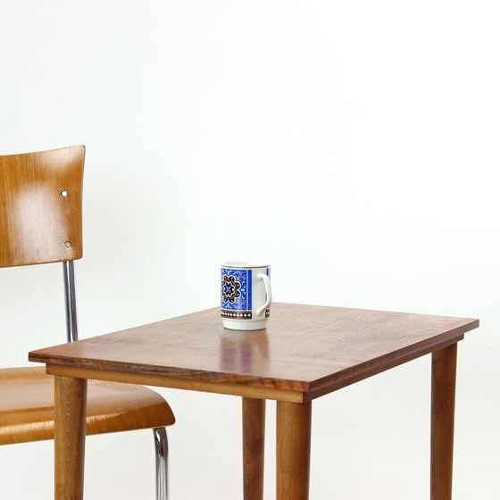 Image 1 of Vintage salontafel op wielen in teak, Tsjecho-Slowakije 1970