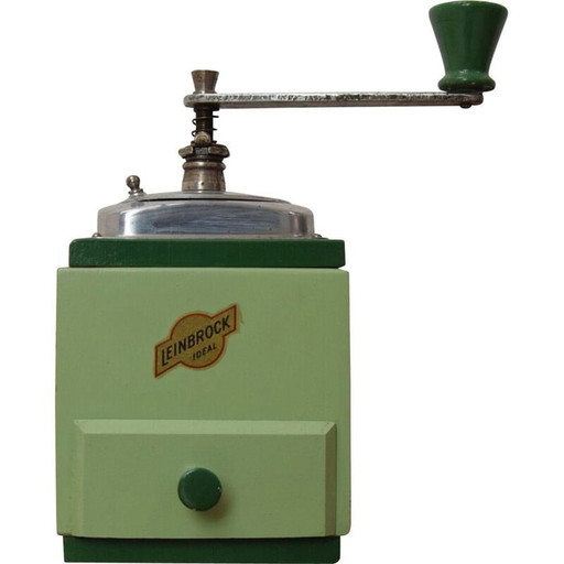 Vintage houten en metalen koffiemolen, Duitsland 1950