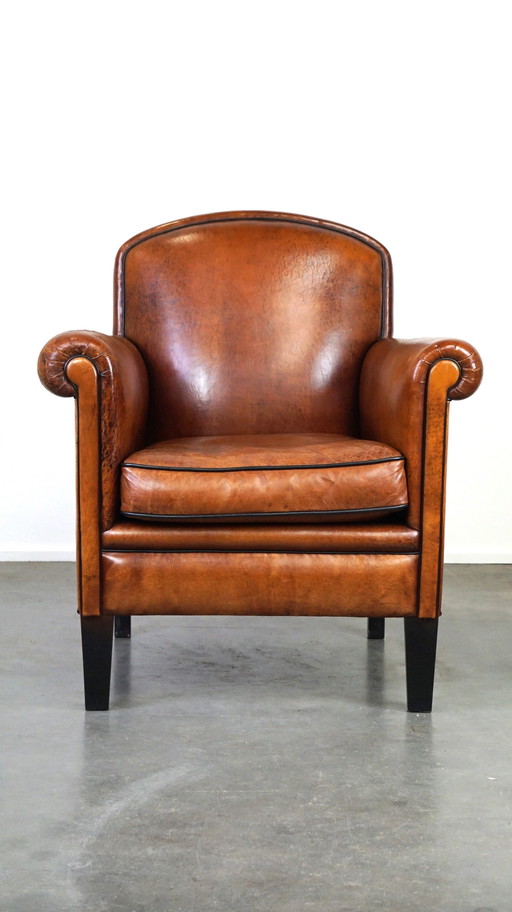 Vintage schapenleren armchair/ design fauteuil