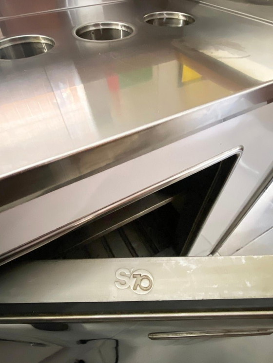 Image 1 of Willy Rizzo Uitzonderlijke en Zeldzame Bar Van Willy Rizzo Leer En Roestvrij Staal