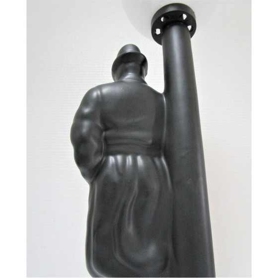 Image 1 of Vintage zwarte keramische "straatlantaarn man" lamp, Nederland 1980