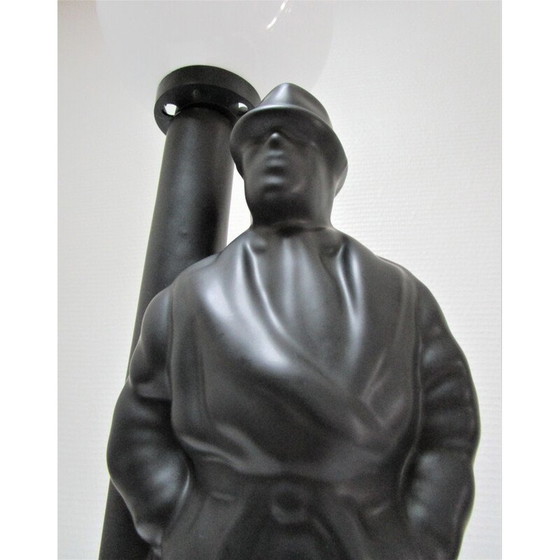 Image 1 of Vintage zwarte keramische "straatlantaarn man" lamp, Nederland 1980