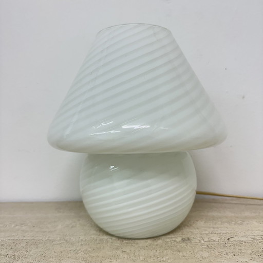 Vintage Murano glazen paddestoel tafellamp Swirl, 1970S