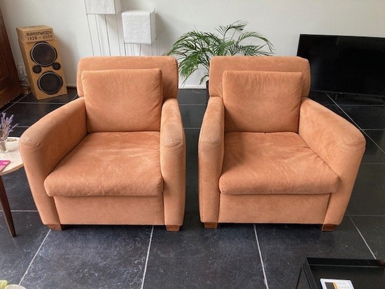 Image 1 of 2x Linteloo Fauteuils / Alcantara Cognac