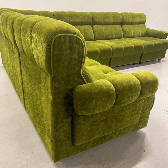 Image 1 of Groene Modulaire Elementenbank - Mid Century Modern - 70S