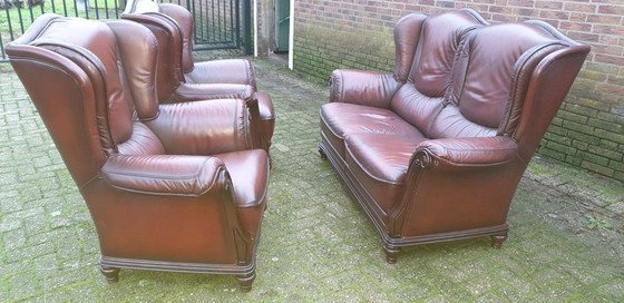 Image 1 of Chesterfield Klassiek Leder Bankstel 