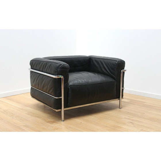 Image 1 of Paar vintage Lc3 fauteuils in verchroomd aluminium van Le Corbusier voor Cassina