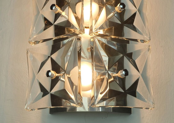 Image 1 of Kinkeldey Mid Century Zakklamp Kristal Glas En Chroom 6 Glazen Prisma's 1960S