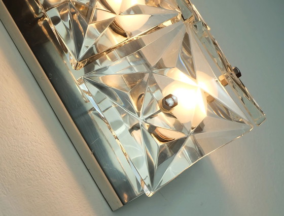 Image 1 of Kinkeldey Mid Century Zakklamp Kristal Glas En Chroom 6 Glazen Prisma's 1960S