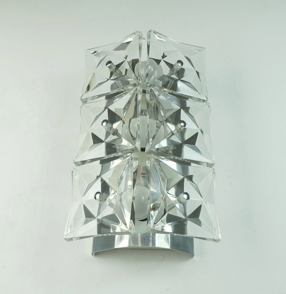 Image 1 of Kinkeldey Mid Century Zakklamp Kristal Glas En Chroom 6 Glazen Prisma's 1960S