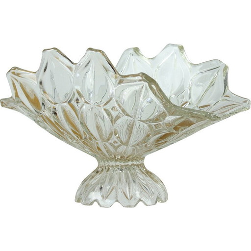 Vintage geperst glazen Tulpenkom van Hermanowa Hut voor door E. Downey, 1957