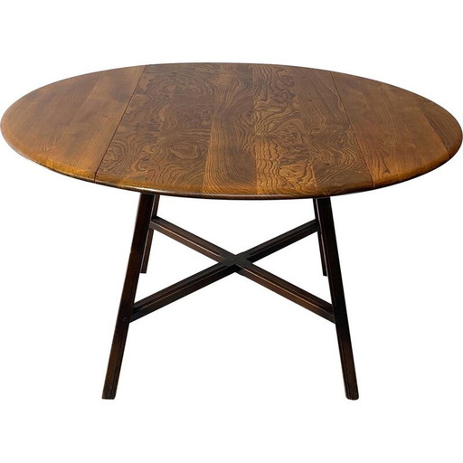 Vintage "Old Colonial 377" klaptafel in massief iepenhout en beukenhout door Lucian R Ercolani, 1960