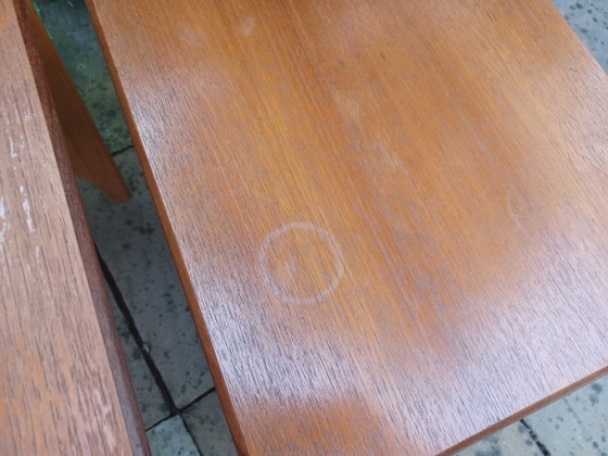 Image 1 of 3x Vintage Bijzettafels Teak Hout Mid Century