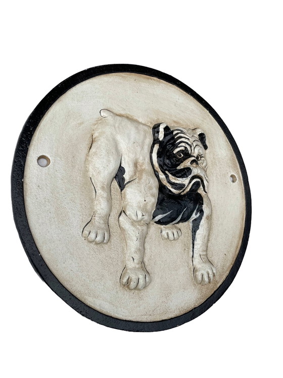 Image 1 of Vintage Gietijzeren Muurplaquette – Engelse Bulldog