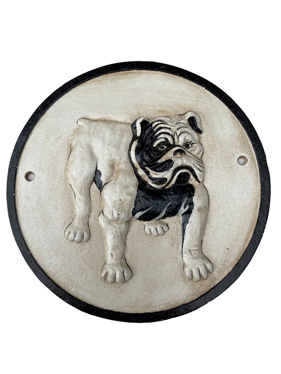 Image 1 of Vintage Gietijzeren Muurplaquette – Engelse Bulldog