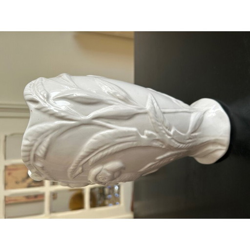 Vintage wit aardewerk papegaaienvaas, 1970