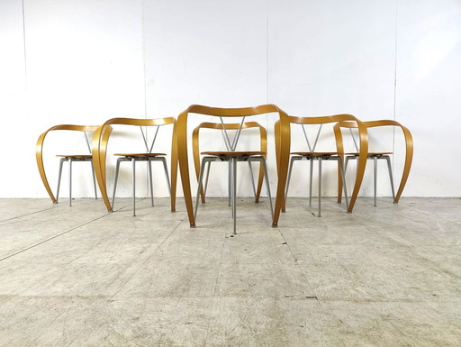 6x Revers eetkamerstoelen van Andrea Branzi voor Cassina