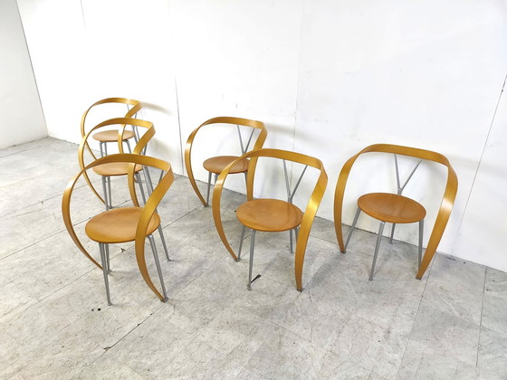 Image 1 of 6x Revers eetkamerstoelen van Andrea Branzi voor Cassina