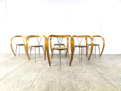 6x Revers eetkamerstoelen van Andrea Branzi voor Cassina