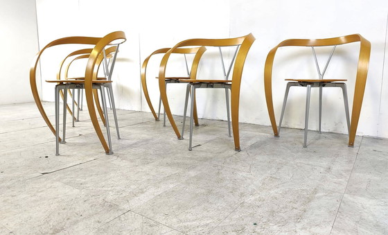 Image 1 of 6x Revers eetkamerstoelen van Andrea Branzi voor Cassina