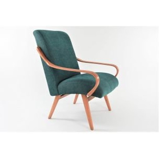Vintage fauteuil groentint, Tsjecho-Slowakije 1960