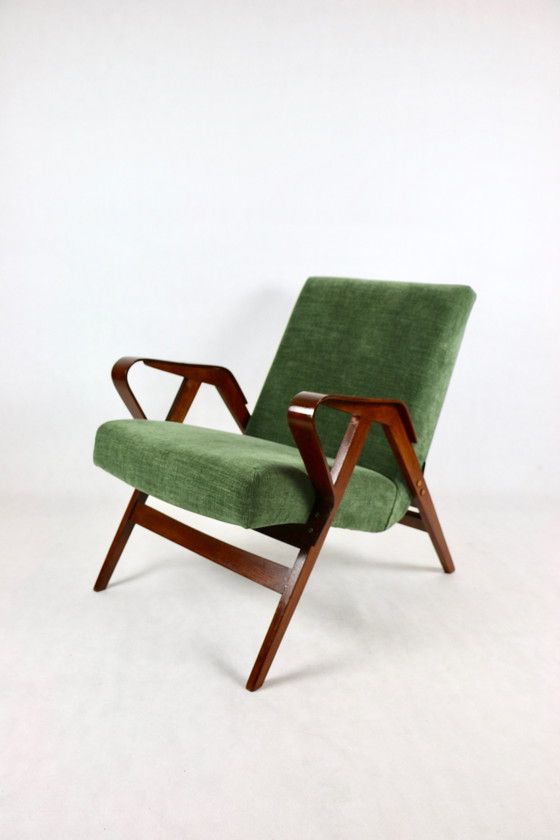 Image 1 of Tsjechische Tatra fauteuil in olijfgroen, toegeschreven aan Frantisek Jirak, 1970S