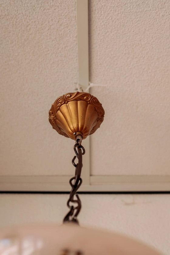 Image 1 of Roze Jugendstil Hanglamp Maan En Sterren