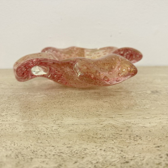 Image 1 of Schaal van Murano glas met gouden vlokken, 1970S