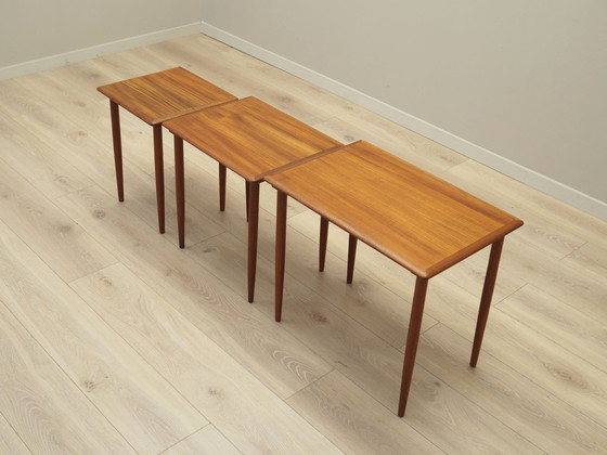 Image 1 of Set van drie teakhouten tafels, Deens ontwerp, 1970S, Productie: Denemarken