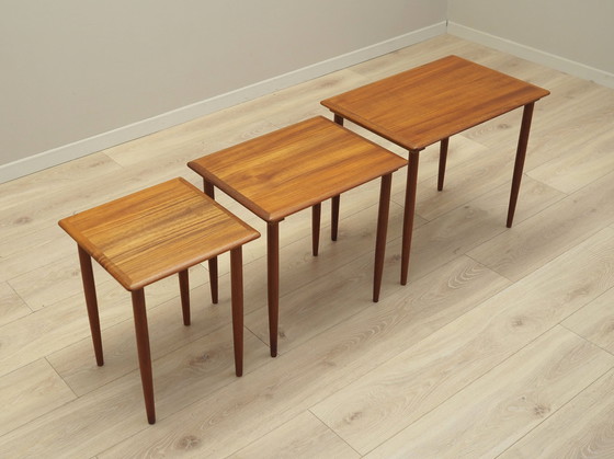 Image 1 of Set van drie teakhouten tafels, Deens ontwerp, 1970S, Productie: Denemarken