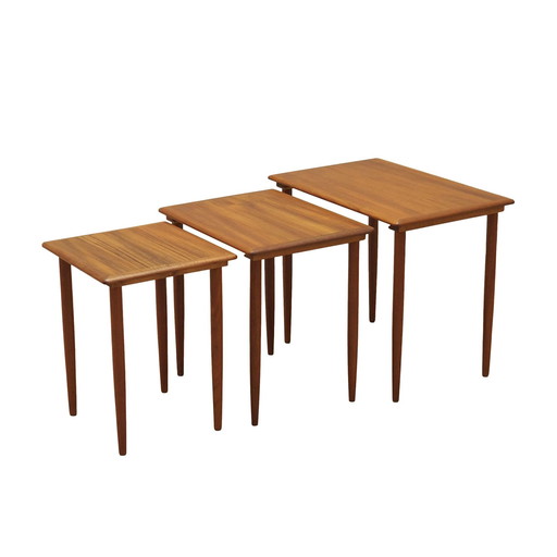 Set van drie teakhouten tafels, Deens ontwerp, 1970S, Productie: Denemarken