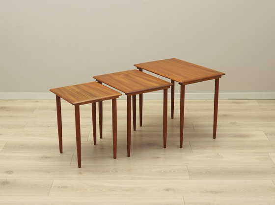 Image 1 of Set van drie teakhouten tafels, Deens ontwerp, 1970S, Productie: Denemarken