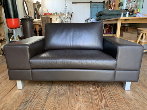 Leoluxe loveseat donker bruinleer