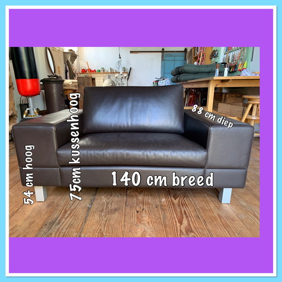 Image 1 of Leoluxe loveseat donker bruinleer