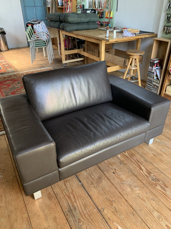 Image 1 of Leoluxe loveseat donker bruinleer