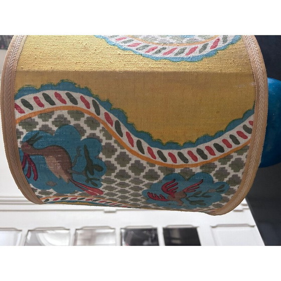 Image 1 of Vintage blauw geglazuurd en gebarsten keramische lamp, 1970